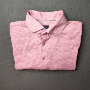 Johnnie-O Shirt Mens Medium Malibu Red Short Sleeve Sonic Button Up Top Shelf